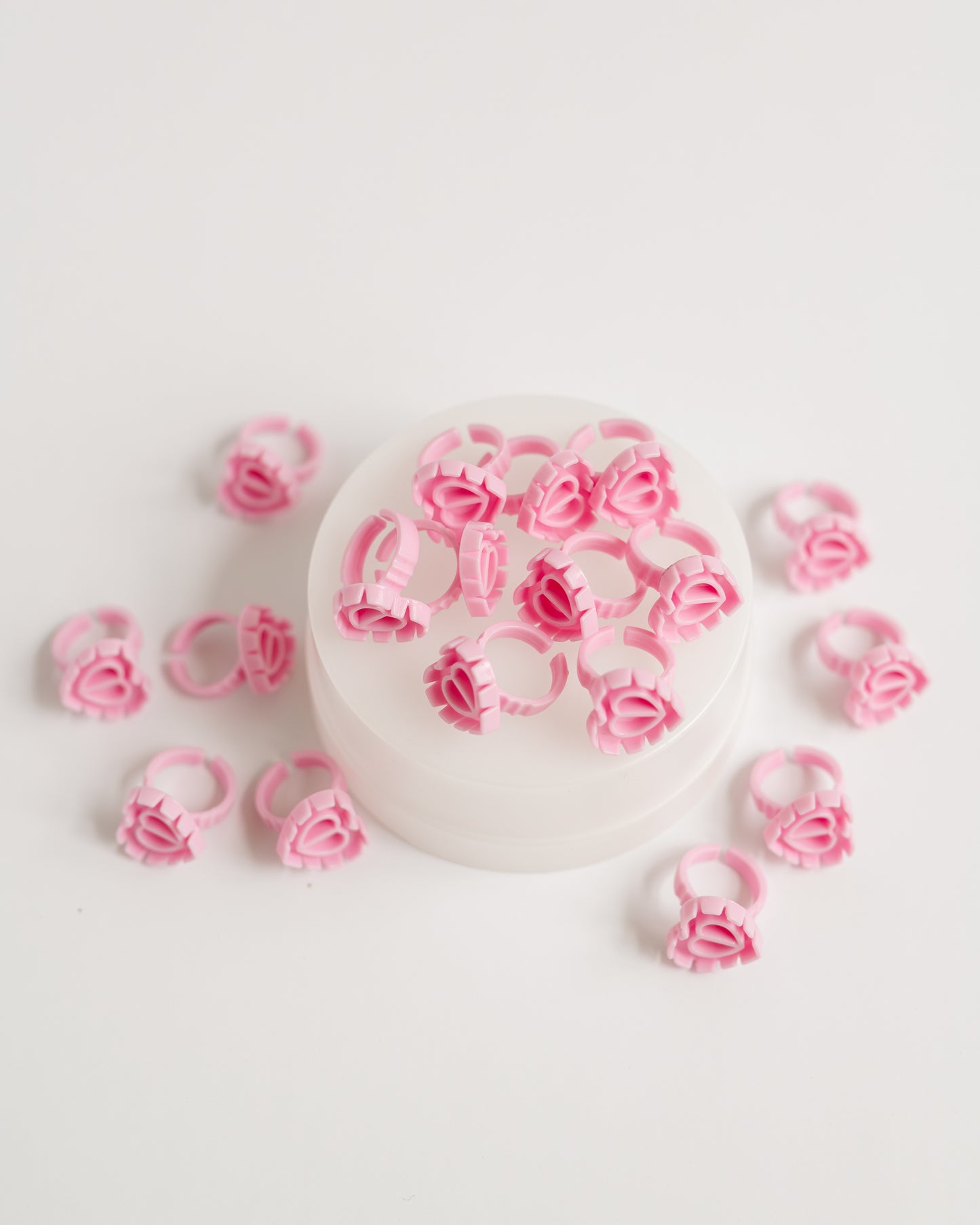 Bubblegum Pink Heart Glue Rings (100 pcs)