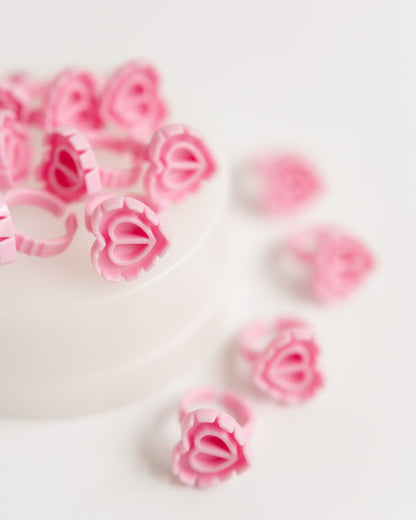 Bubblegum Pink Heart Glue Rings (100 pcs)