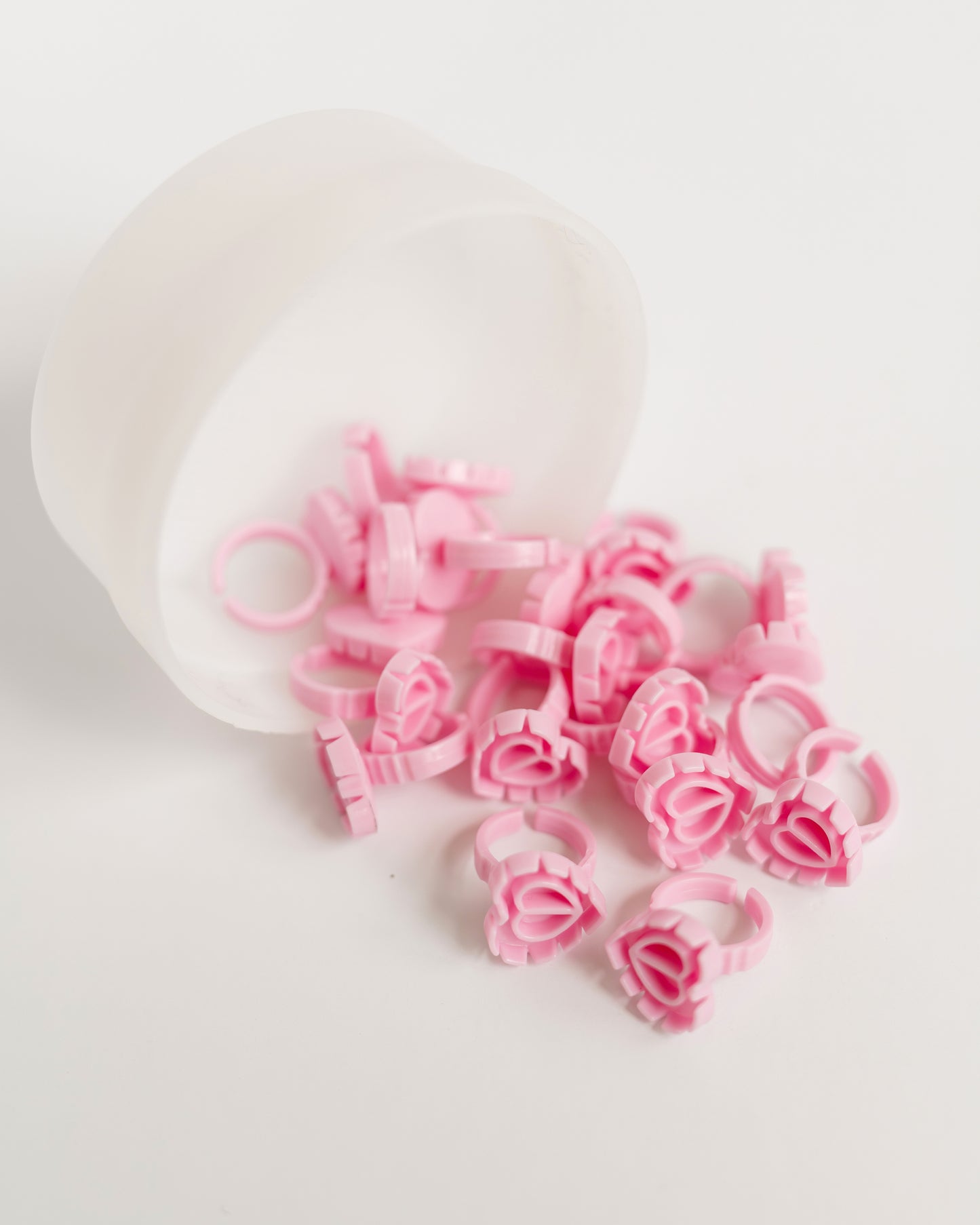 Bubblegum Pink Heart Glue Rings (100 pcs)